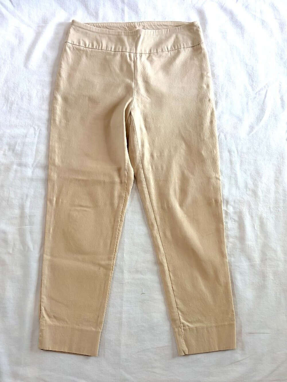 khaki pants 10P stretch pull-on cropped